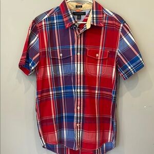 Tommy Hilfiger  Red and Blue Casual Button Down Shirt large trim fit